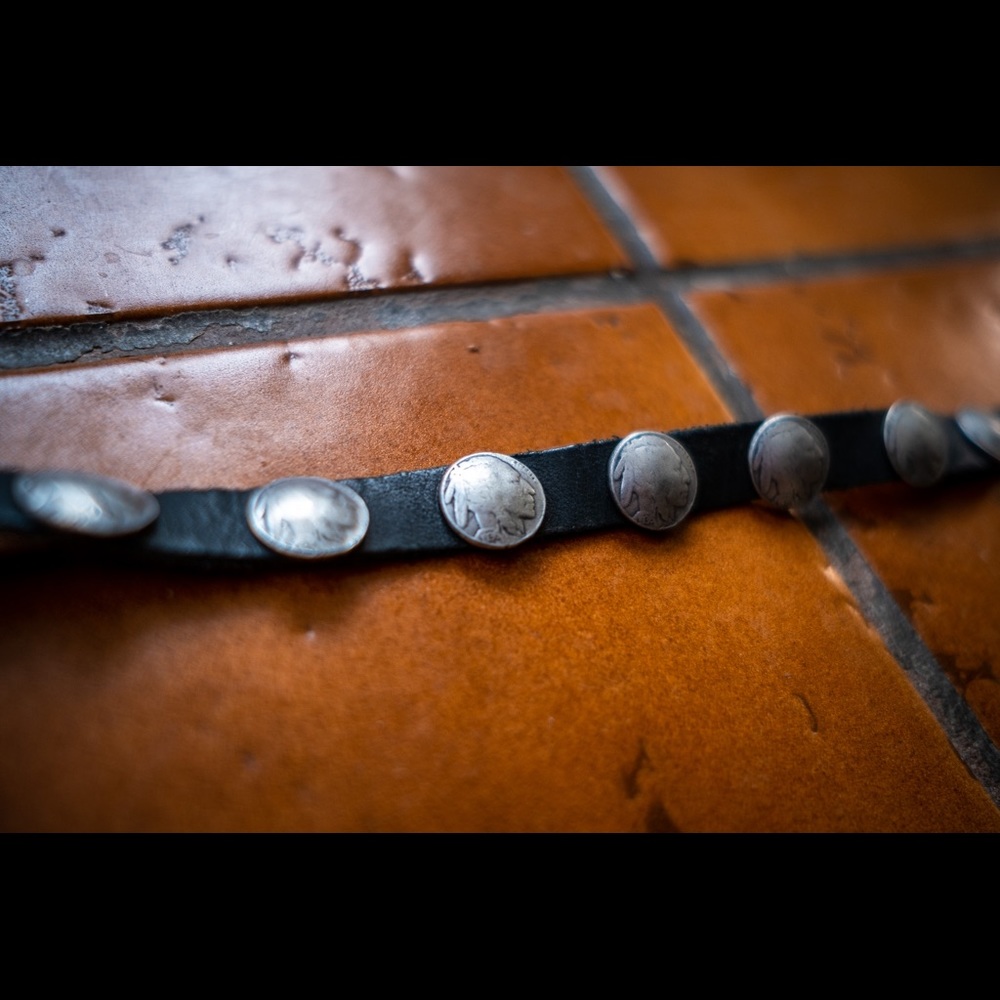 Leather and buffalo nickel hatband